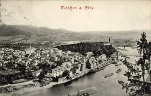 Ak Děčín Tetschen an der Elbe Region Aussig, Panorama