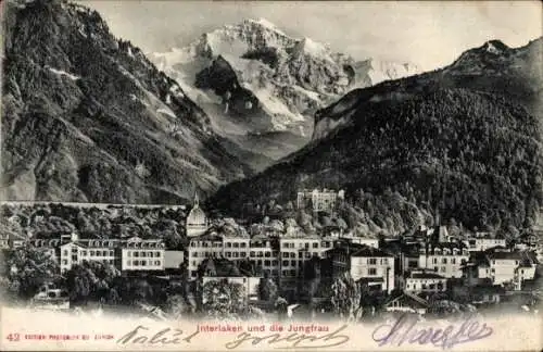Ak Interlaken Kanton Bern Schweiz, Panorama, Jungfrau