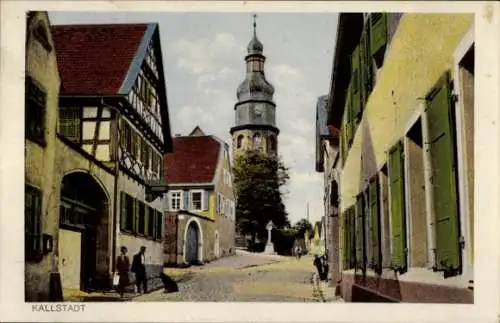 Ak Kallstadt in der Pfalz, Straßenpartie, Kirchturm