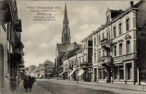 Ak Offenburg am Schwarzwald, Hotel Offenburger Hof, Straßenpartie