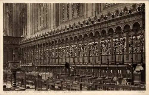 Ak Cambridge Ostengland, King's College, Chorgestühl