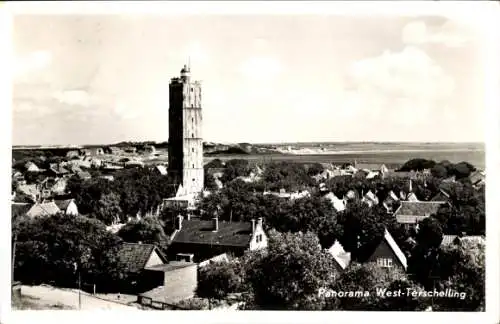 Ak West Terschelling Friesland Niederlande, Panorama, Leuchtturm