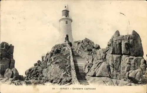 Ak St. Brélade Kanalinsel Jersey, La Corbière, Leuchtturm
