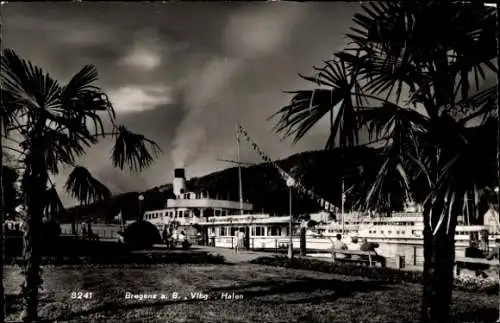 Ak Bregenz am Bodensee Vorarlberg, Hafen, Dampfer