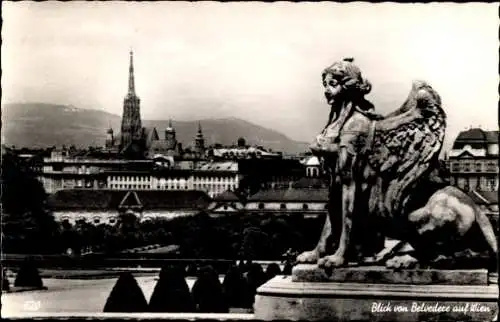 Ak Wien 3 Landstraße, Schloss Belvedere, Blick auf die Stadt