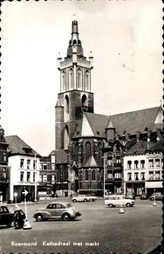 Ak Roermond Limburg Niederlande, Kathedrale mit Markt