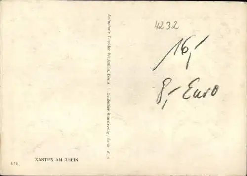 Ak Xanten am Niederrhein, Stadtsilhouette, Dom, Windmühle