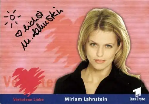 Ak Schauspielerin Miriam Lahnstein, Portrait, Autogramm, Verbotene Liebe, ARD