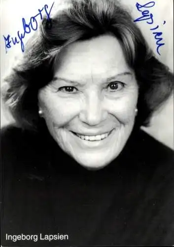 Ak Schauspielerin Ingeborg Lapsien, Portrait, Autogramm