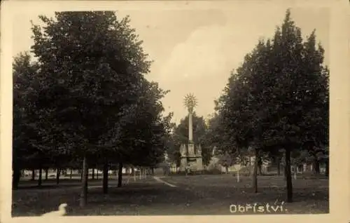 Ak Obřístv Melnik Mittelböhmen, Denkmal, Park