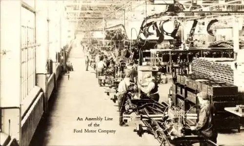 Ak Dearborn Michigan USA, Fließband, Ford Motor Company