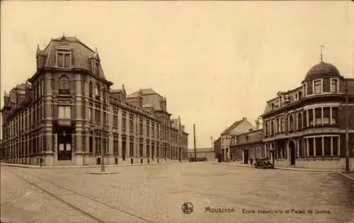 Ak Mouscron Wallonia Hennegau, Industrieschule, Gerichtsgebäude