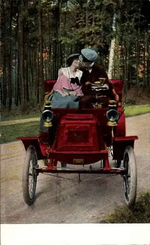 Ak Auto, Automobil, Liebespaar, Wald, Kuss