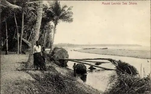 Ak Mount Lavinia Ceylon Sri Lanka, Strand, Einheimische