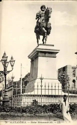 Ak Alexandria Ägypten, Statue Mohammed Ali, Denkmal