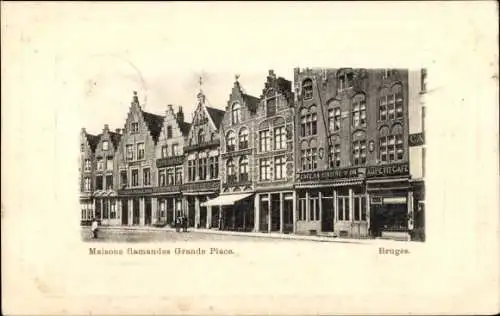 Passepartout Ak Brügge Brügge Flandern Westflandern, flämische Häuser Grand Place