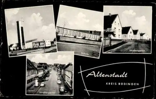 Ak Altenstadt in Hessen, Straßenpartie im Ort, Schule, Kirche