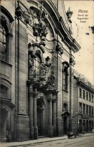 Ak Mainz am Rhein, Portal der Augustiner Kirche, Säulen