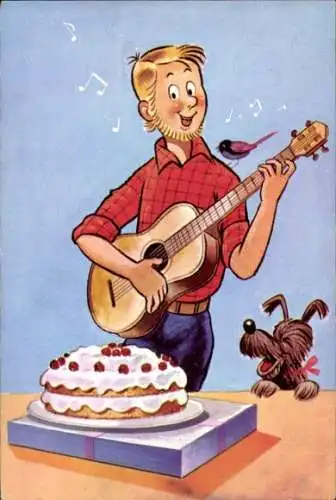 Ak Walt Disney, Pep en Stef, Gitarre, Torte