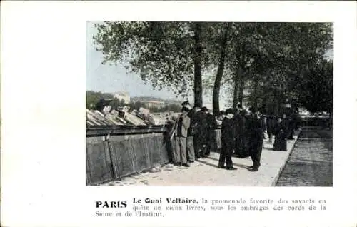 Ak Paris VII, Quai Voltaire, Promenade