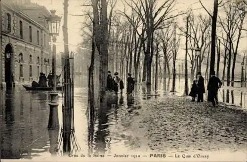 Ak Paris VII, Quai d'Orsay, Die große Seineflut Januar 1910