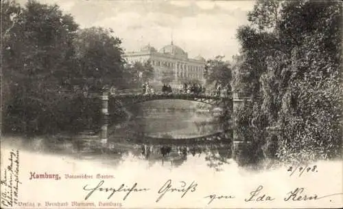 Ak Hamburg Mitte Altstadt, Botanischer Garten, Brücke