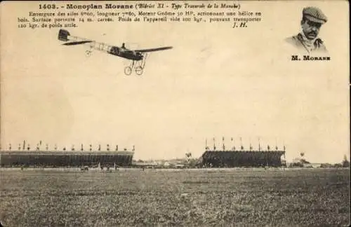 Ak Eindecker Morane, Bleriot IX Typ überquert den Ärmelkanal