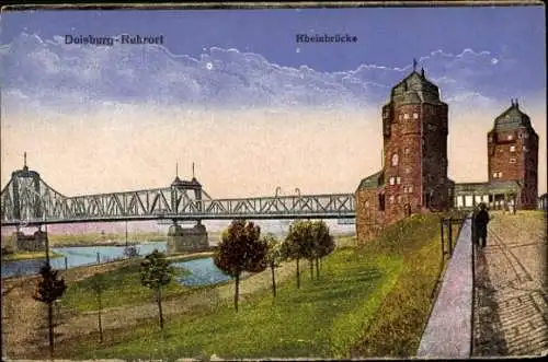 Ak Duisburg im Ruhrgebiet, Rheinbrücke