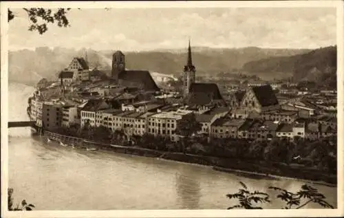 Ak Wasserburg am Inn in Oberbayern, Blick über den Ort