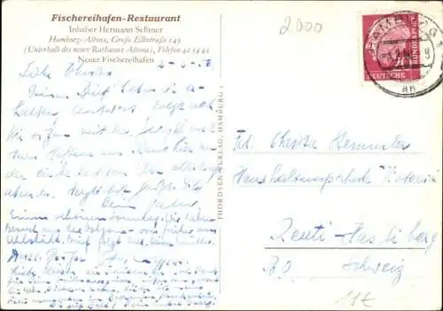 Ak Hamburg Altona, Fischereihafen Restaurant, Hermann Sellmer, Große Elbstraße 143