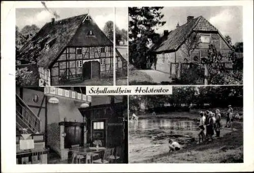 Ak Hoisdorf in Schleswig Holstein, Schullandheim Holstentor, Fachwerkhaus, Kinder