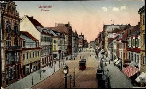 Ak Mannheim in Baden, Planken, Straßenbahn
