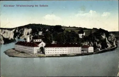 Ak Kelheim, Kloster Weltenburg mit Donau