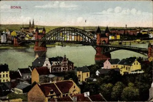 Ak Bonn am Rhein, Teilansicht, Alte Rheinbrücke