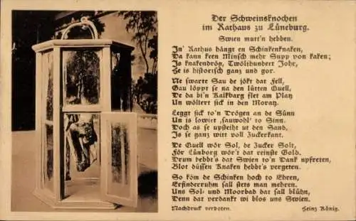 Ak Lüneburg in Niedersachsen, Schweinsknochen, Rathaus, Gedicht