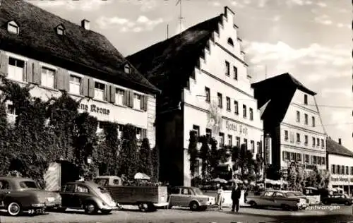 Ak Feuchtwangen in Mittelfranken, Hotel Post, Autos