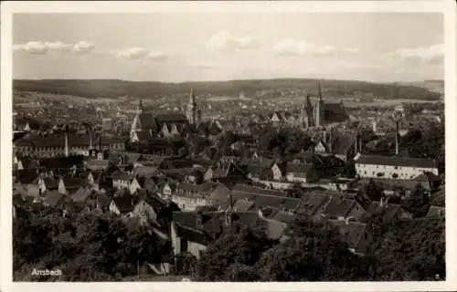 Ak Ansbach, Totalansicht vom Drechselgarten, Kirchen
