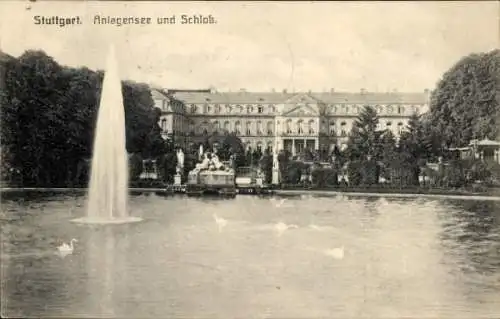 Ak Stuttgart in Württemberg, Anlagensee, Schloss