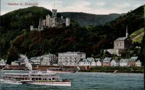 Ak Capellen Kapellen Stolzenfels Koblenz am Rhein, Teilansicht, Dampfer