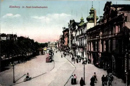 Ak Hamburg Mitte St. Pauli, Spielbudenplatz, Straßenpartie