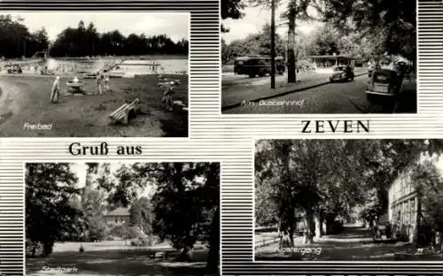 Ak Zeven, Freibad, Busbahnhof, Stadtpark, Klostergang