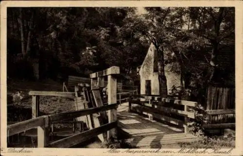 Ak Dachau in Oberbayern, altes Amperwerk am Mühlbach Kanal