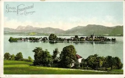 Ak Fraueninsel Chiemsee Oberbayern, Panorama