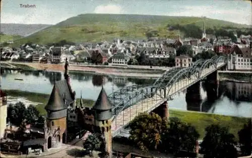 Ak Traben Trarbach an der Mosel, Brücke, Teilansicht