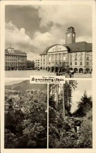 Ak Sonneberg in Thüringen, Gebäude, Wald, Panorama