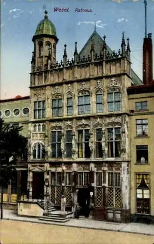 Ak Wesel am Niederrhein, Gesamtansicht vom Rathaus