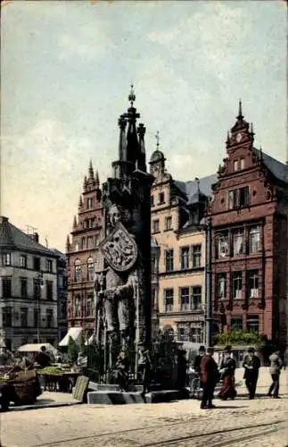 Ak Bremen, Blick auf Roland den Riesen, Anno 1404 errichtet