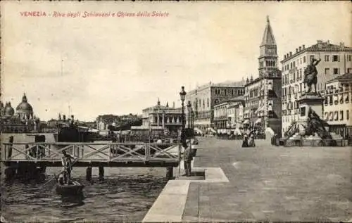 Ak Venezia Venedig Veneto, Riva degli Schiavoni e Chiesa della Salute