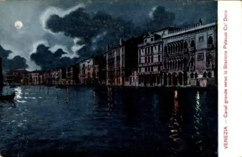 Ak Venezia Venedig Veneto, Canal Grande verso la Stazione Palazzo Ca' Doro