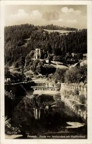 Ak Friesach in Kärnten, Partie am Stadtgraben mit Virgilienberg